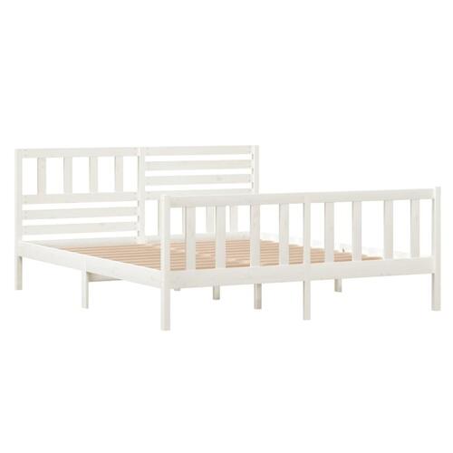 Sengeramme 140x190 cm massivt træ hvid