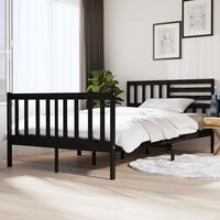 Sengeramme 140x190 cm massivt træ sort