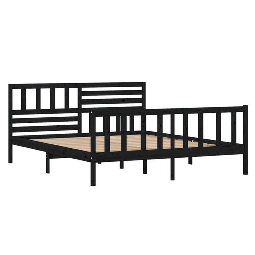 Sengeramme 140x190 cm massivt træ sort