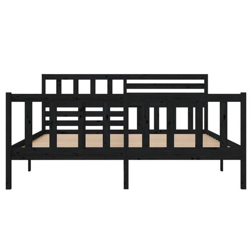 Sengeramme 140x190 cm massivt træ sort