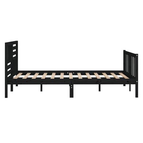 Sengeramme 140x190 cm massivt træ sort