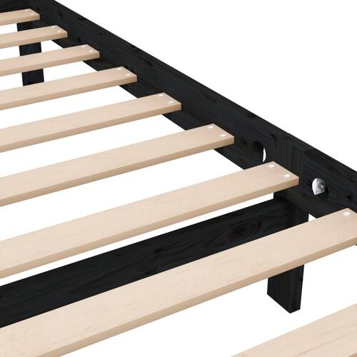 Sengeramme 140x190 cm massivt træ sort