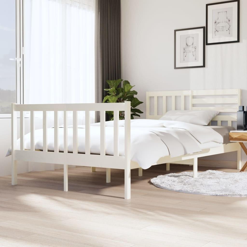 Sengeramme 120x200 cm massivt træ hvid