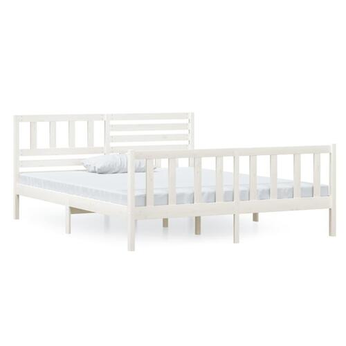 Sengeramme 120x200 cm massivt træ hvid