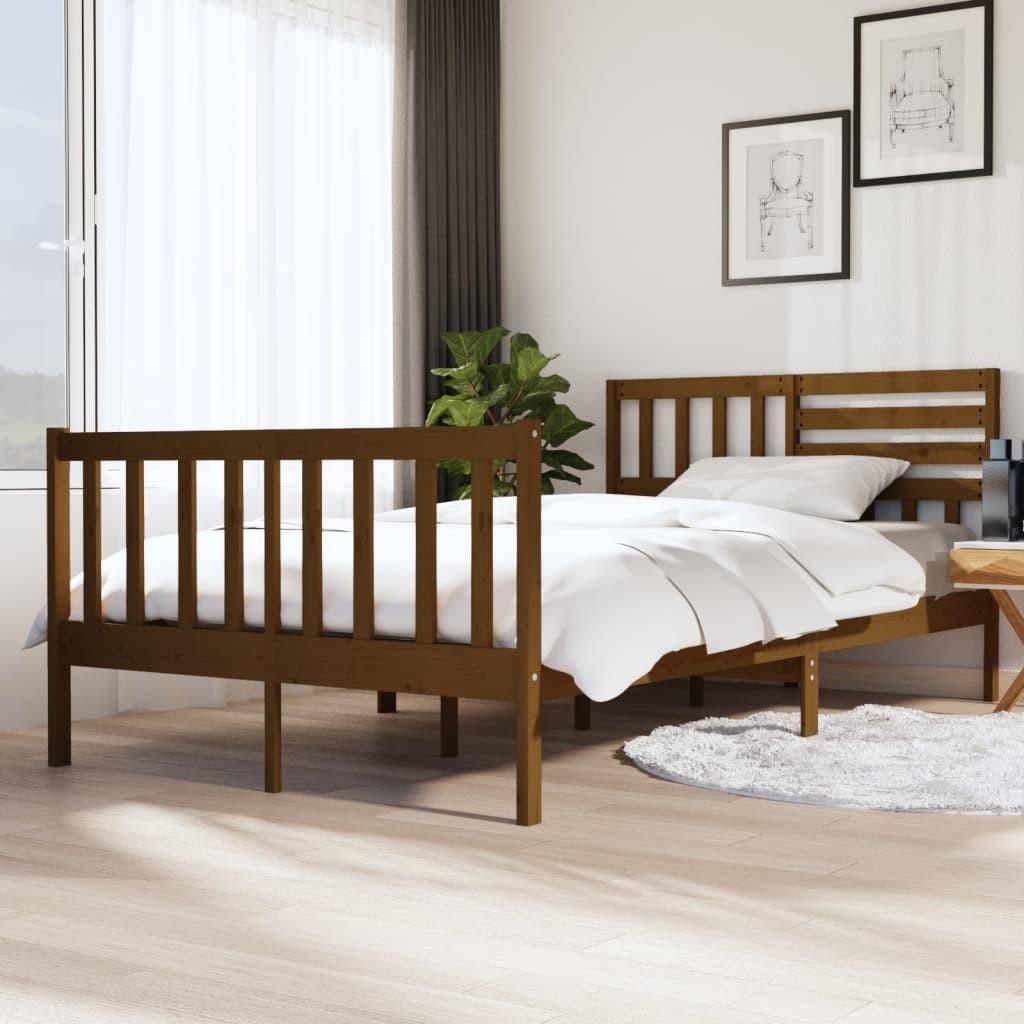 Sengeramme 120x200 cm massivt træ gyldenbrun