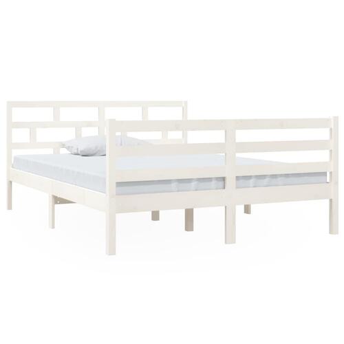 Sengeramme 140x190 cm massivt fyrretræ hvid