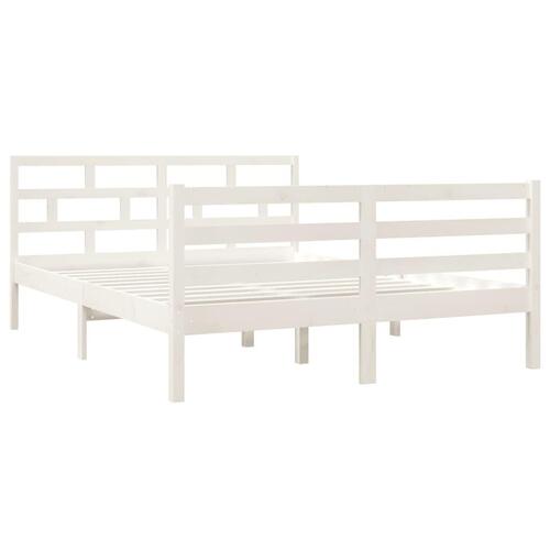 Sengeramme 140x190 cm massivt fyrretræ hvid