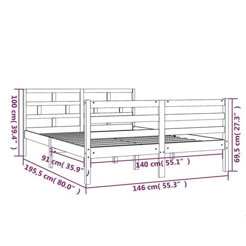 Sengeramme 140x190 cm massivt fyrretræ hvid