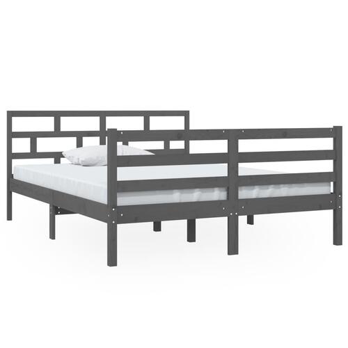Sengeramme 140x190 cm massivt fyrretræ grå