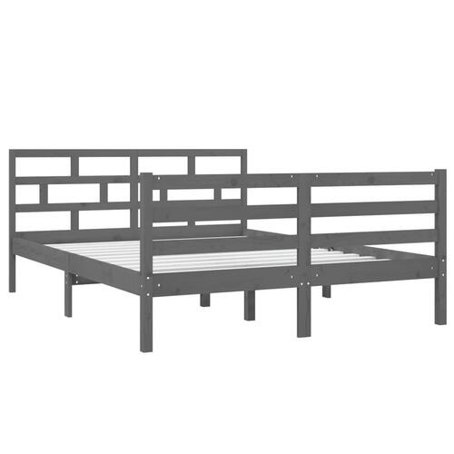 Sengeramme 140x190 cm massivt fyrretræ grå