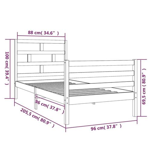 Sengeramme 90x200 cm massivt træ hvid