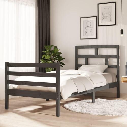 Sengeramme 90x200 cm massivt træ grå