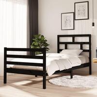 Sengeramme 90x200 cm massivt fyrretræ sort
