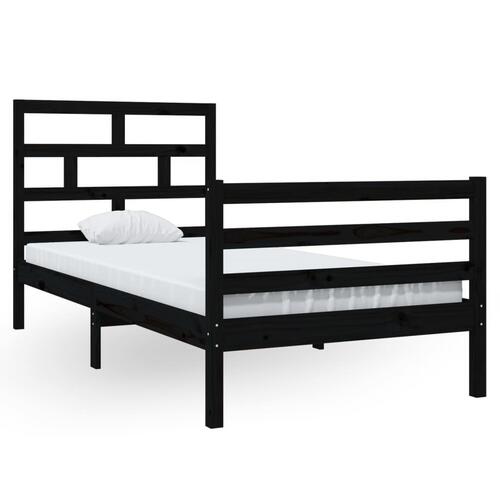 Sengeramme 90x200 cm massivt fyrretræ sort