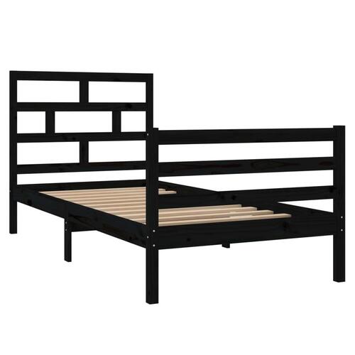 Sengeramme 90x200 cm massivt fyrretræ sort