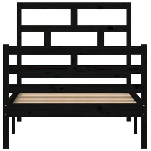 Sengeramme 90x200 cm massivt fyrretræ sort