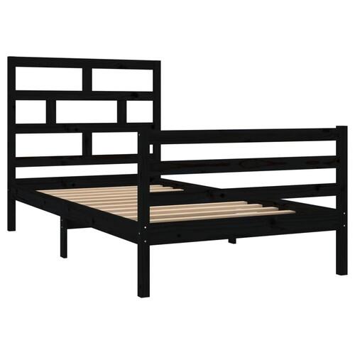 Sengeramme 100x200 cm massivt fyrretræ sort