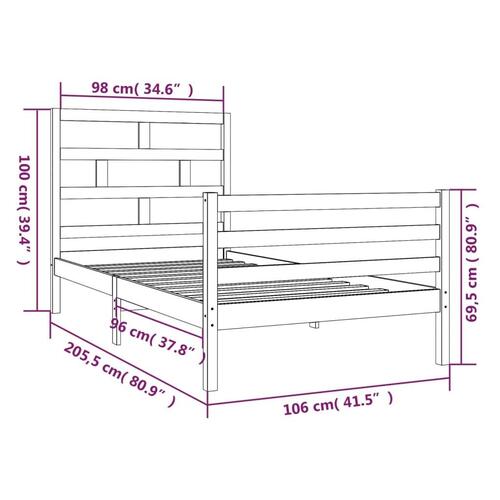 Sengeramme 100x200 cm massivt fyrretræ sort