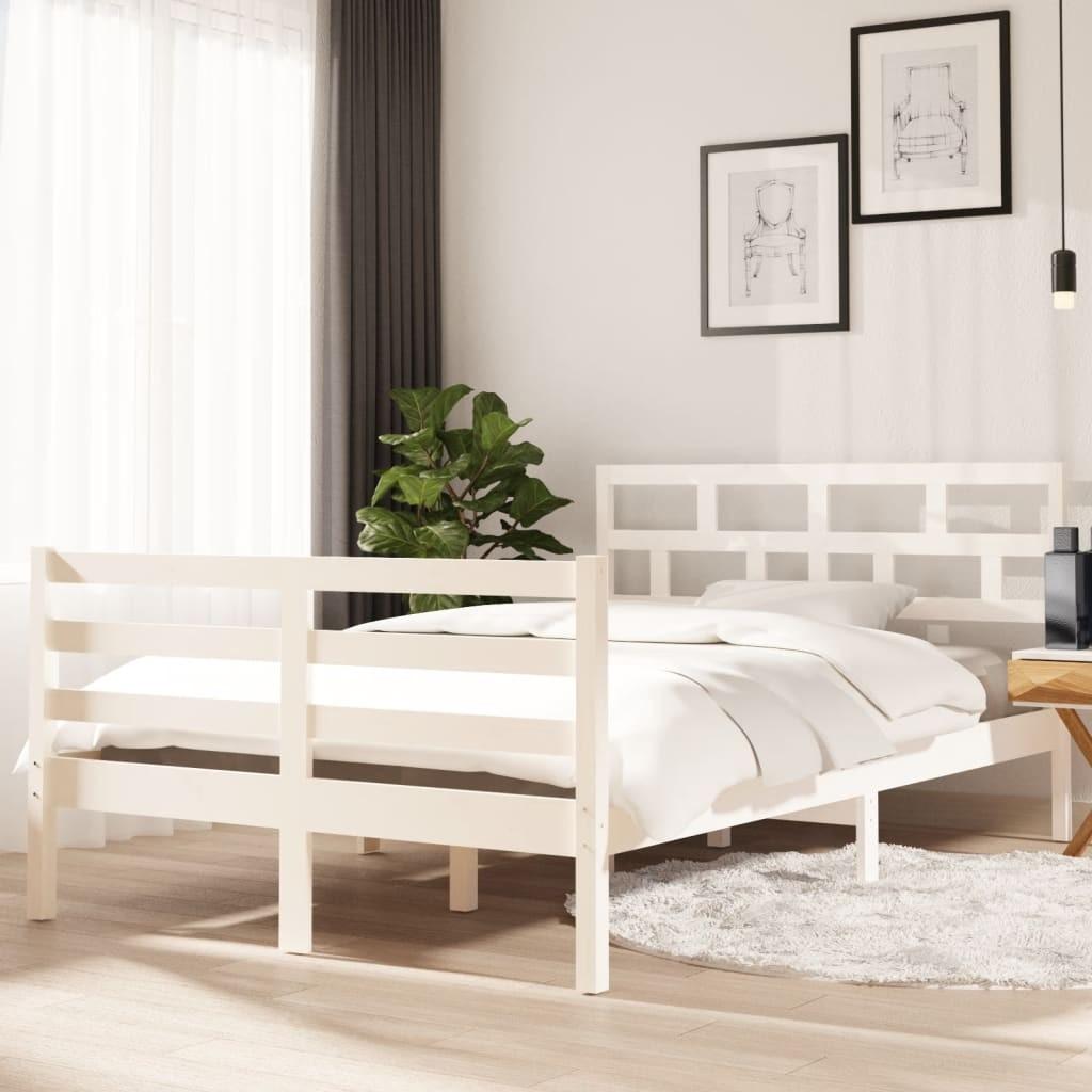 Sengeramme 120x200 cm massivt træ hvid