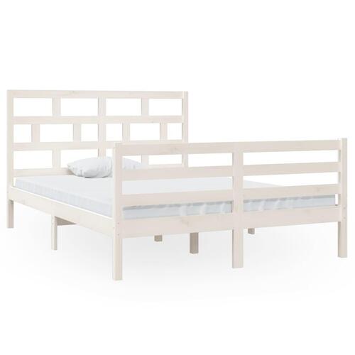 Sengeramme 140x200 cm massivt fyrretræ hvid