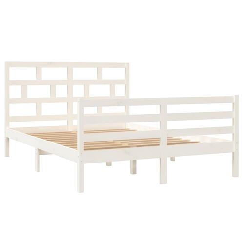Sengeramme 140x200 cm massivt fyrretræ hvid