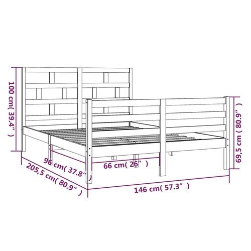 Sengeramme 140x200 cm massivt fyrretræ hvid