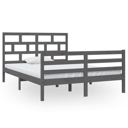 Sengeramme 140x200 cm massivt fyrretræ grå