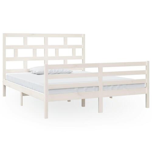 Sengeramme 160x200 cm King Size massivt træ hvid