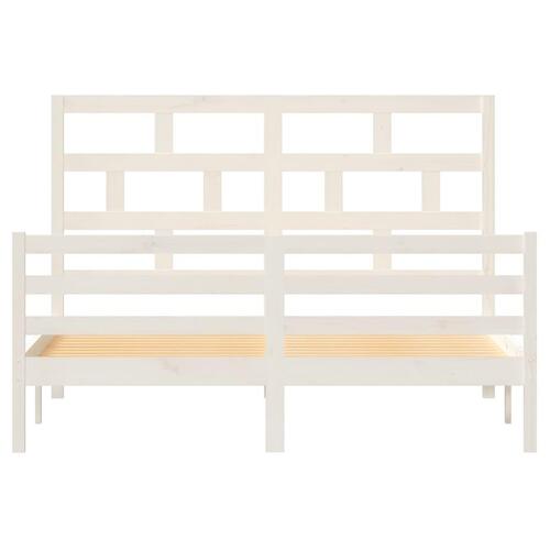 Sengeramme 160x200 cm King Size massivt træ hvid