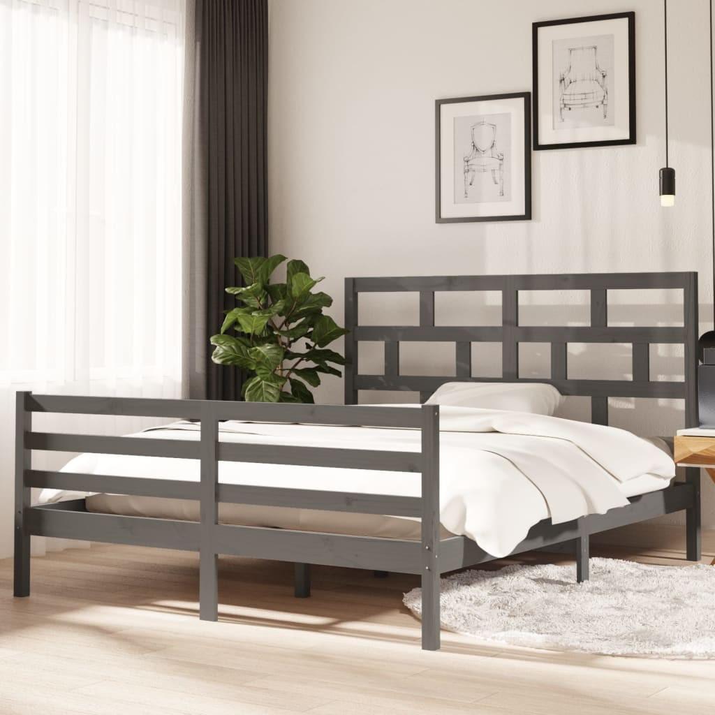 Sengeramme 160x200 cm massivt træ grå