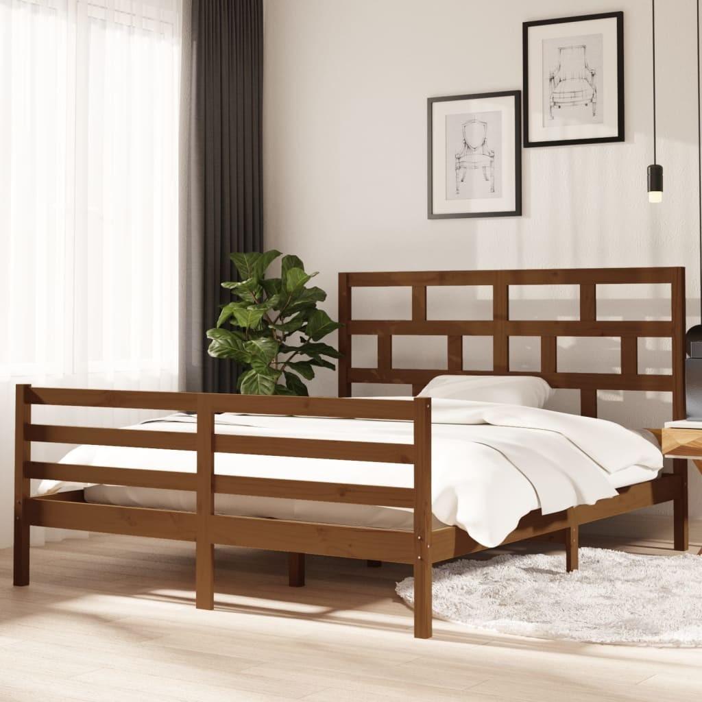 Sengeramme 160x200 cm massivt træ gyldenbrun