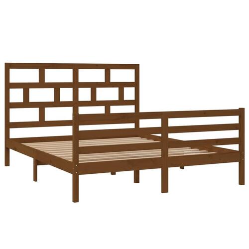 Sengeramme 160x200 cm massivt træ gyldenbrun