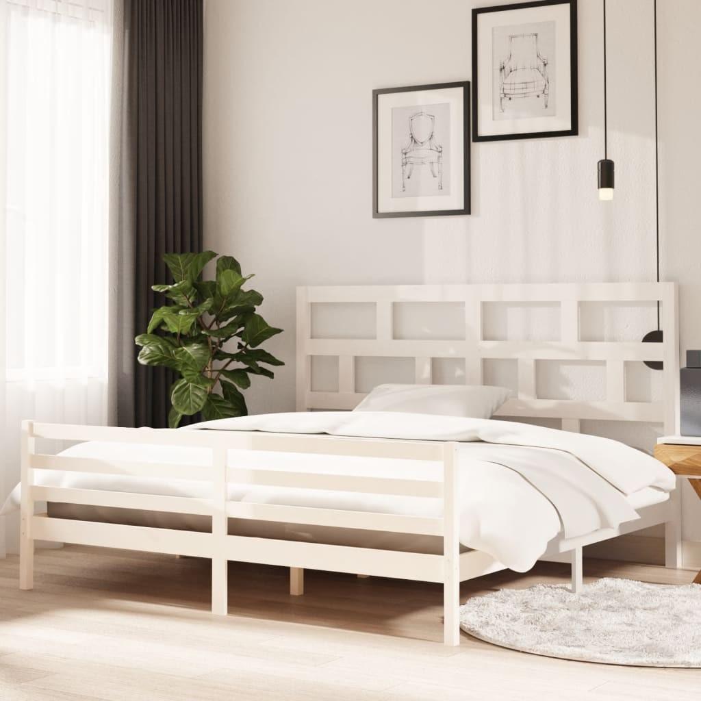 Sengeramme 200x200 cm massivt fyrretræ hvid