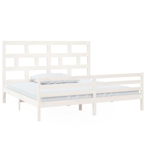 Sengeramme 200x200 cm massivt fyrretræ hvid