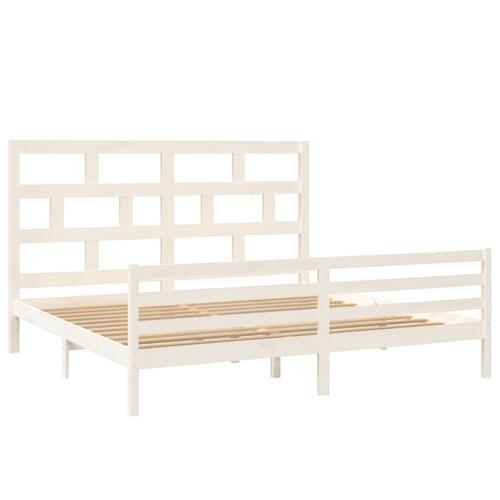 Sengeramme 200x200 cm massivt fyrretræ hvid