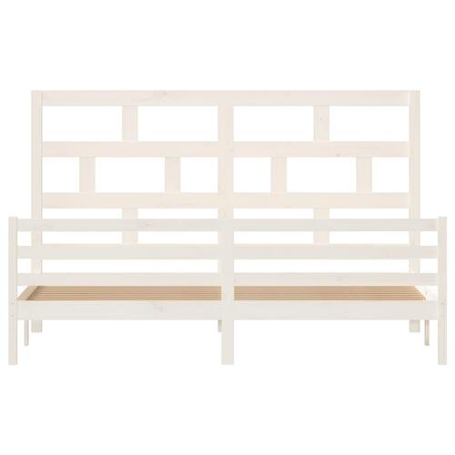 Sengeramme 200x200 cm massivt fyrretræ hvid