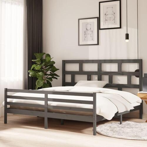 Sengeramme 200x200 cm massivt fyrretræ grå