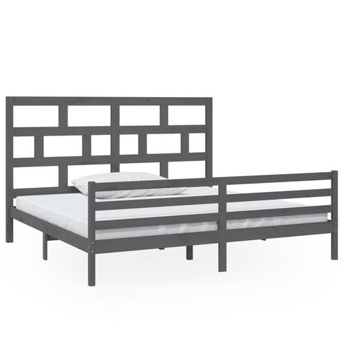 Sengeramme 200x200 cm massivt fyrretræ grå