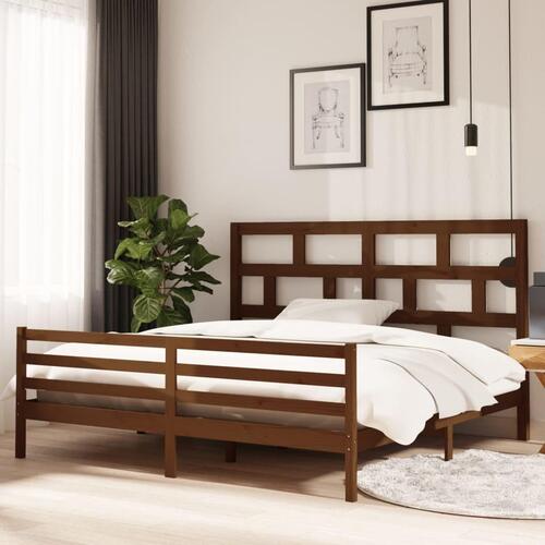 Sengeramme 200x200 cm massivt fyrretræ gyldenbrun