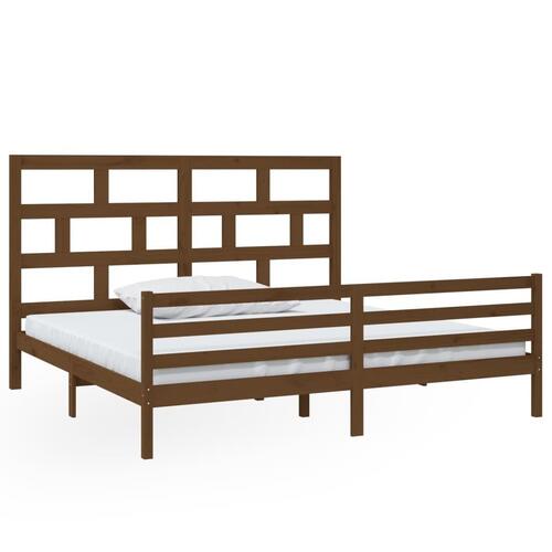 Sengeramme 200x200 cm massivt fyrretræ gyldenbrun