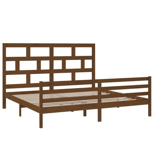 Sengeramme 200x200 cm massivt fyrretræ gyldenbrun