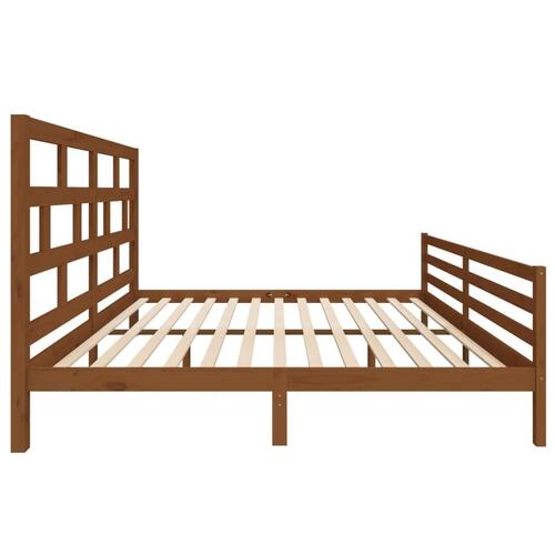 Sengeramme 200x200 cm massivt fyrretræ gyldenbrun