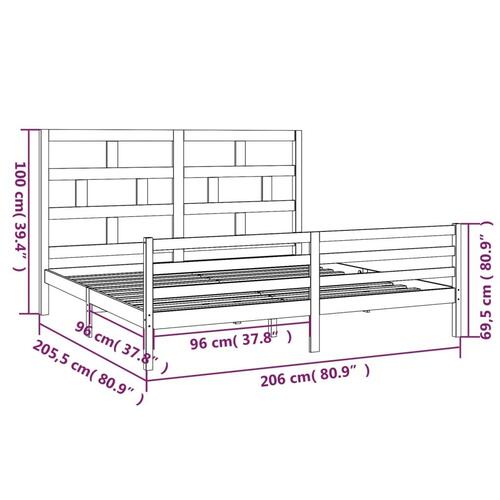 Sengeramme 200x200 cm massivt fyrretræ gyldenbrun