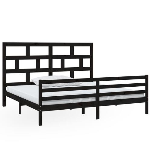 Sengeramme 200x200 cm massivt fyrretræ sort