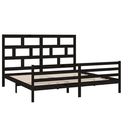 Sengeramme 200x200 cm massivt fyrretræ sort
