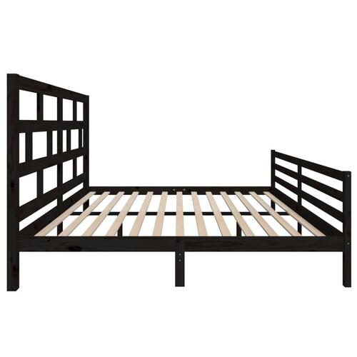 Sengeramme 200x200 cm massivt fyrretræ sort