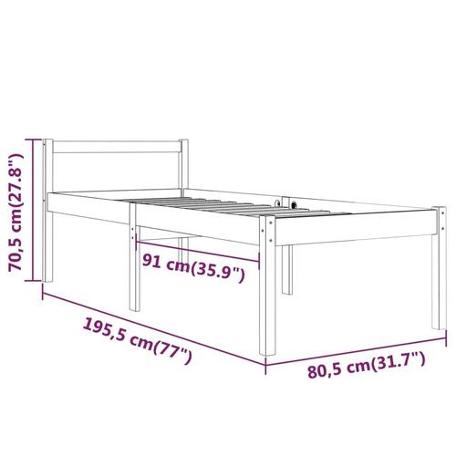 Seniorseng enkeltseng 75x190 cm massivt fyrretræ