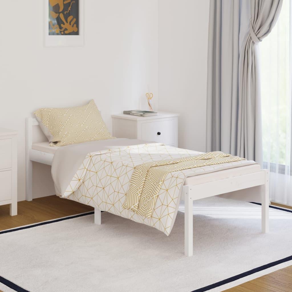 Seniorseng 75x190 cm enkeltseng massivt fyrretræ hvid