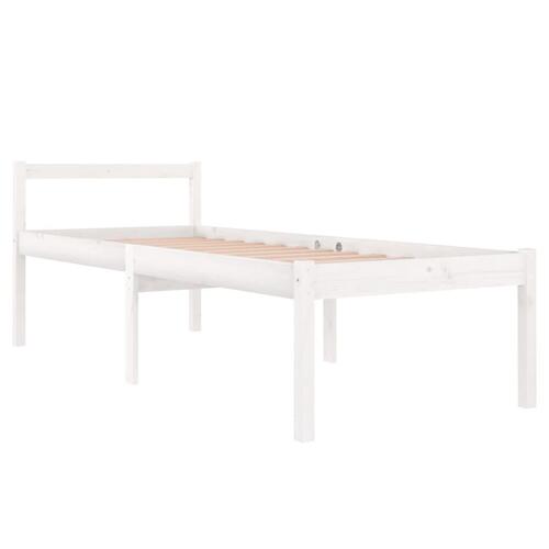 Seniorseng 75x190 cm enkeltseng massivt fyrretræ hvid