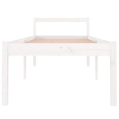 Seniorseng 75x190 cm enkeltseng massivt fyrretræ hvid